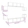 vidaXL TV Cabinet Set Set of 8 White Engineered Wood Standard