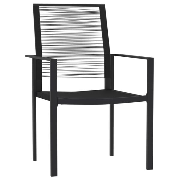 vidaXL Dining Set Black Powder-coated steel, PVC hollow rattan, glass