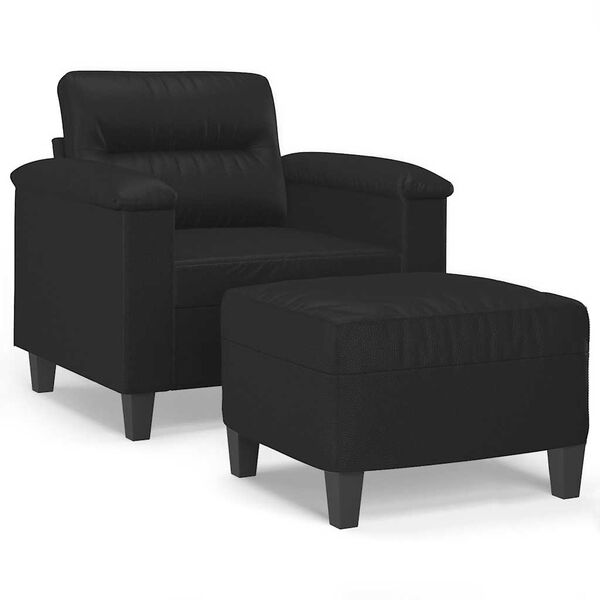 vidaXL Sofa Chair with Footstool Black 23.6" Faux Leather