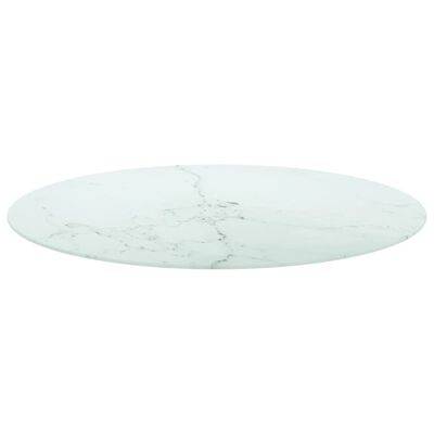 vidaXL Table Top White Ø 35.4"x0.4" Tempered Glass with Marble Design