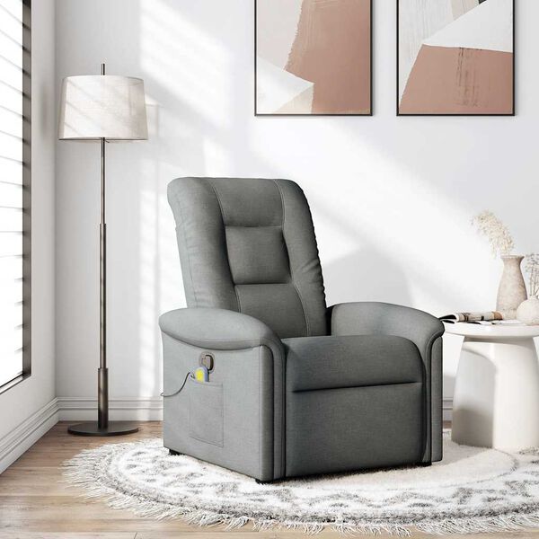 vidaXL Massage Recliner Chair Dark Grey Fabric