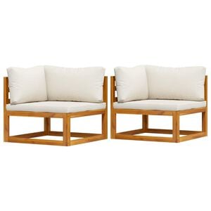 vidaXL Corner Sofa Cream white Solid acacia wood Standard two-seater