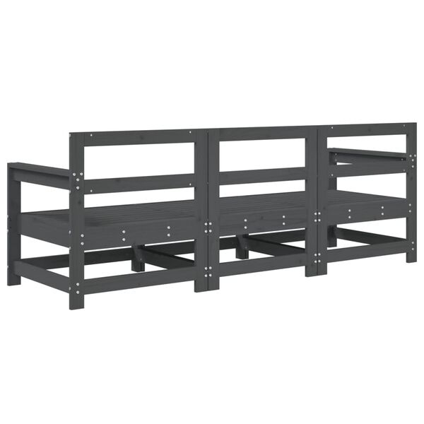 vidaXL Garden Lounge Set Grey Solid pine wood 3 Piece Set Modular