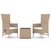 vidaXL Garden Lounge Set Beige PE rattan, steel, tempered glass 3 Piece