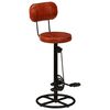 vidaXL Bar Stool Set of 2 Black and Brown Real Goat Leather, Iron