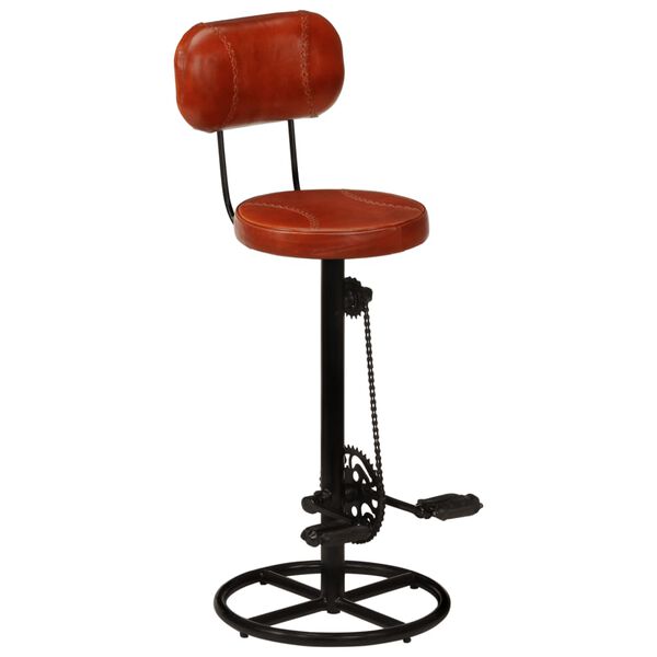 vidaXL Bar Stool Set of 2 Black and Brown Real Goat Leather, Iron