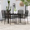 vidaXL Dining Set Black Powder-coated steel, glass, cotton rope Medium
