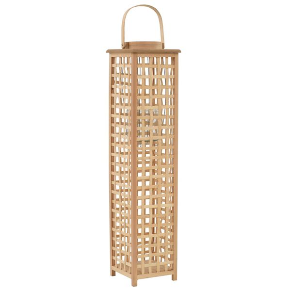 vidaXL Candle Holder Natural Bamboo, Glass Medium Portable