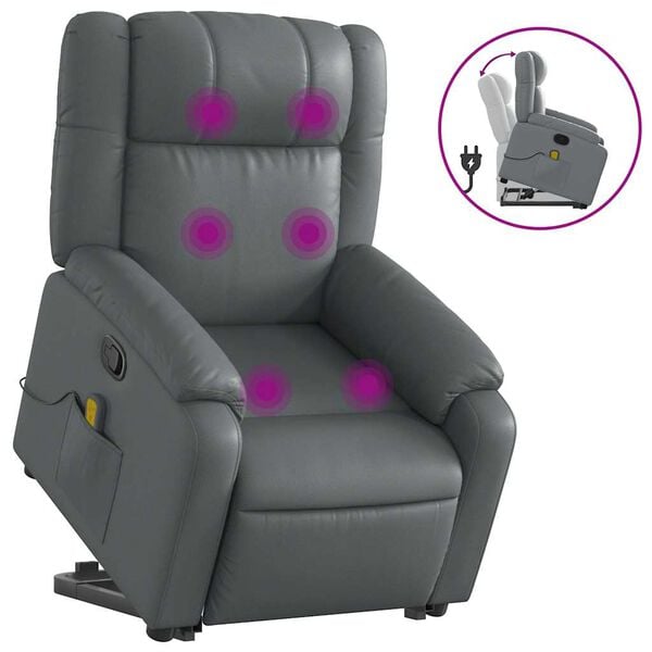 vidaXL Stand Up Massage Recliner Chair Grey