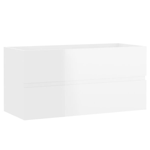vidaXL Sink Cabinet High Gloss White Engineered Wood Storage