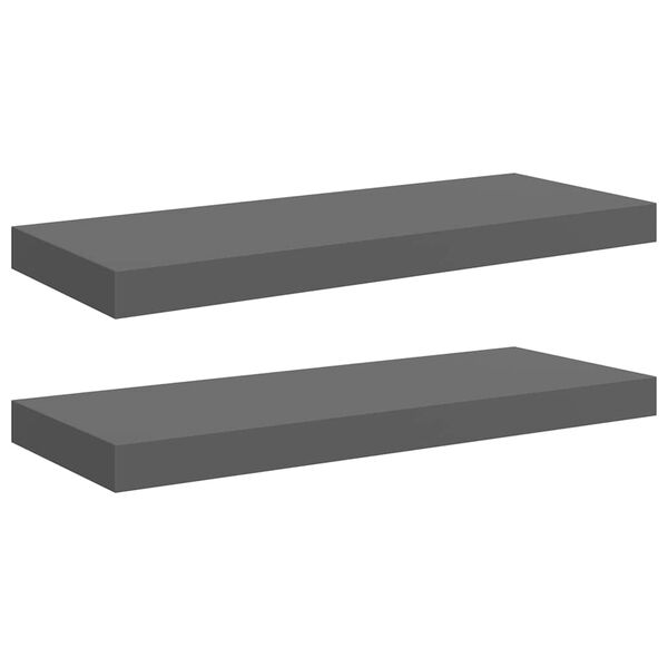 vidaXL Wall Shelf Set of 2 Glossy gray Honeycomb MDF, Metal