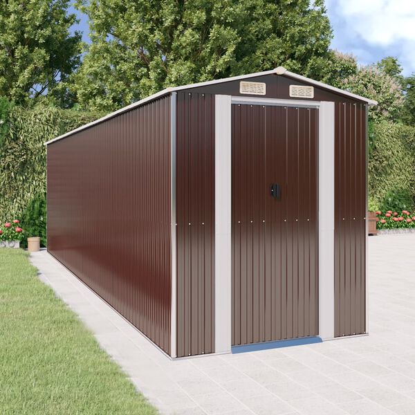 vidaXL Garden Shed Dark Brown Galvanized steel Large Garden Shed