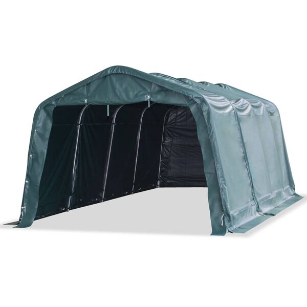 vidaXL Livestock Tent Dark Green PVC 10.8x21.0 ft Collapsible