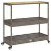 vidaXL Bar Cart 3-Tier Gray Poly Rattan and Solid Wood Acacia