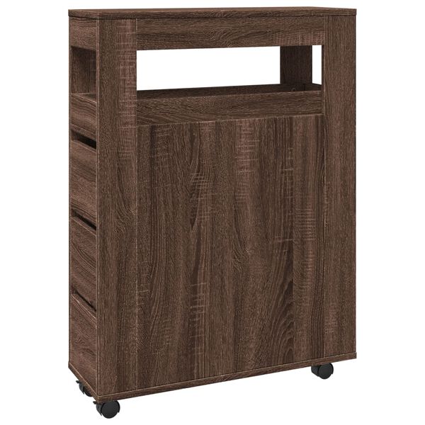 vidaXL Narrow Bathroom Cabinet Brown oak Engineered wood Slim