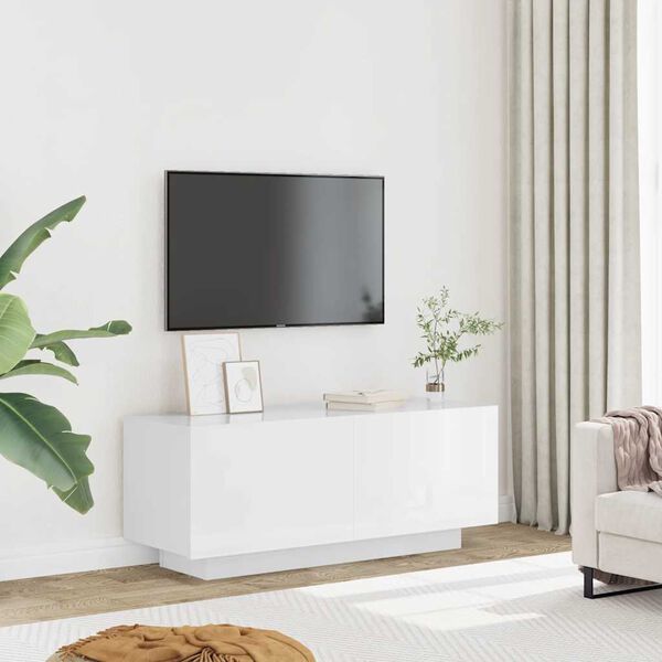 vidaXL TV Cabinet High Gloss White Engineered Wood Standard TV Cabinet