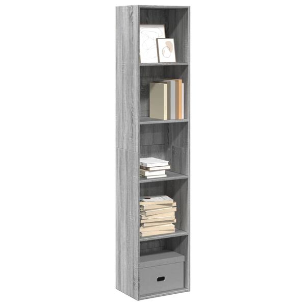 vidaXL Bookcase Grey Sonoma Engineered Wood Bookcase Rectangular