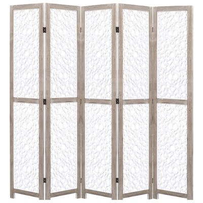vidaXL 5-Panel Room Divider White 68.9"x65" Solid Wood