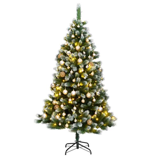 vidaXL Artificial Hinged Christmas Tree 300 LEDs & Ball Set 82.7"
