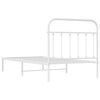 vidaXL Bed Frame White Powder-Coated Steel Twin Bed Frame Rectangular
