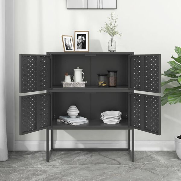 vidaXL Highboard Anthracite Steel Medium Adjustable Feet Highboard