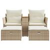 vidaXL Garden Sofa Beige PE rattan 2-seater Adjustable Feet
