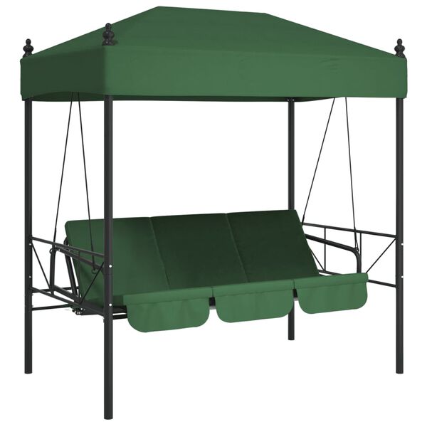 vidaXL Garden Swing Bench Green Powder-Coated Steel Large