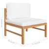 vidaXL Garden Lounge Set Cream Teak wood, Polyester Medium Durable