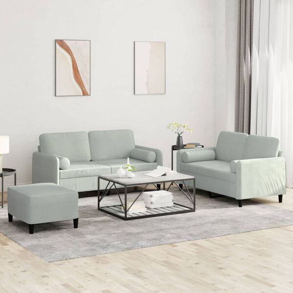 vidaXL Sofa Set Light grey