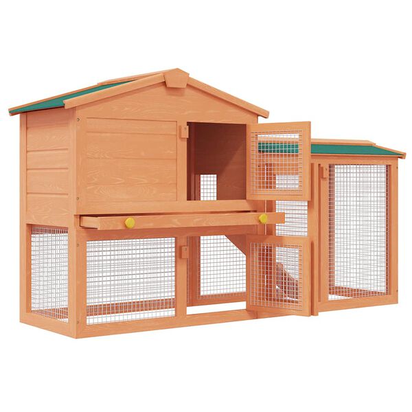 vidaXL Rabbit Hutch Green Pine wood Large Rabbit Hutch Rectangular