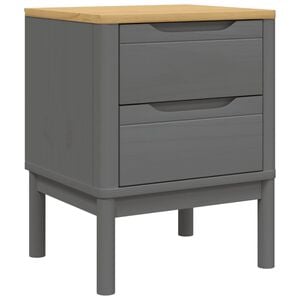 vidaXL Bedside Cabinet Grey Solid Pine Wood 17.7 x 15.4 x 22.4 in