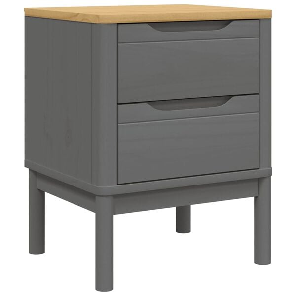 vidaXL Bedside Cabinet Grey Solid Pine Wood 17.7 x 15.4 x 22.4 in