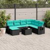 vidaXL 8 Piece Garden Sofa Set with Cushions Black Poly Rattan