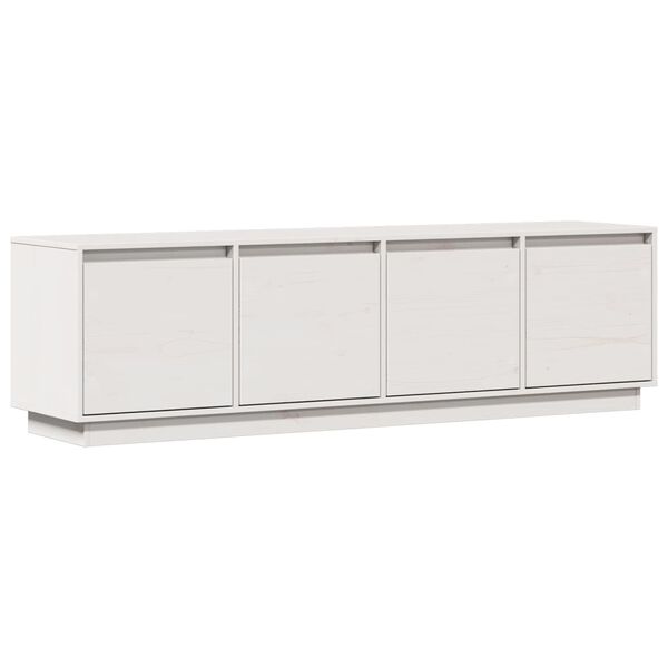 vidaXL TV Cabinet White Solid Pine Wood TV Cabinet Rectangular Modern