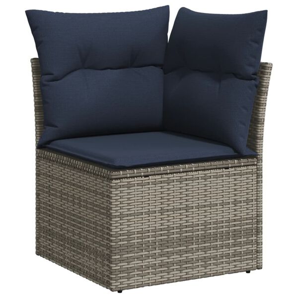 vidaXL 7 Piece Garden Sofa Set with Cushions Grey Poly Rattan