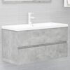 vidaXL Bathroom Furniture Set Concrete Grey, White Engineered Wood, Ceramic