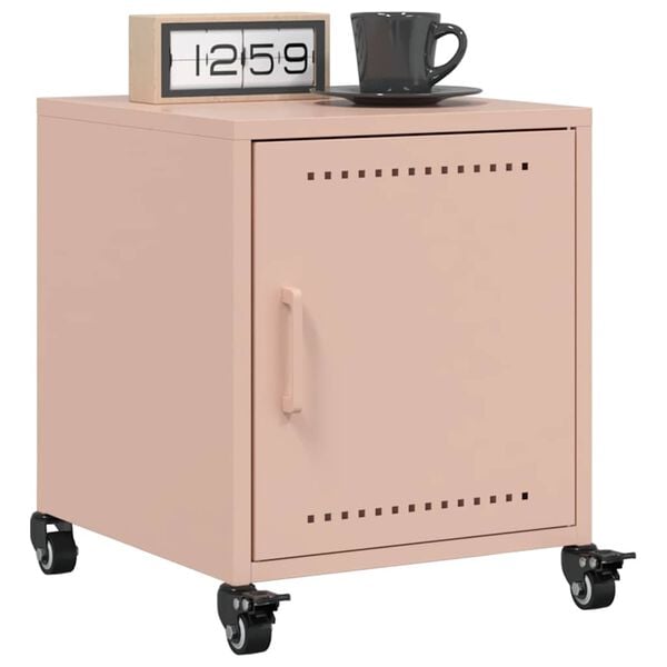 vidaXL Bedside Cabinet Set of 2 Pink Cold-rolled steel Bedside Cabinet