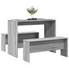 vidaXL Dining Table And Bench Set Gray Sonoma Engineered Wood Medium