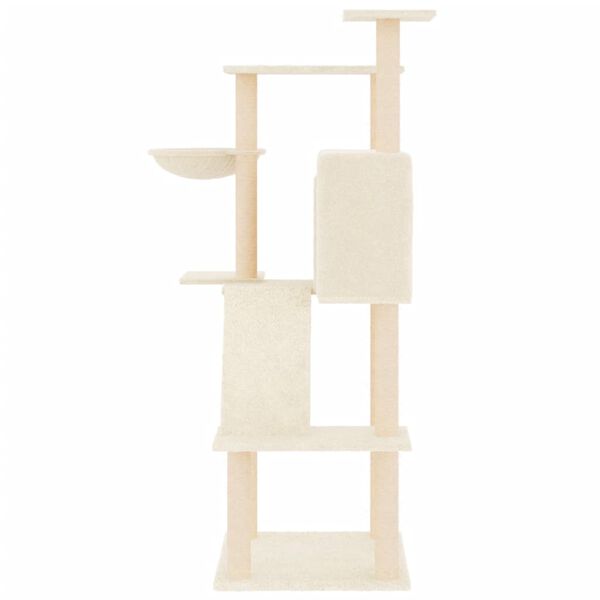 vidaXL Cat Tree Cream Engineered wood, plush, sisal Large Cat Tree