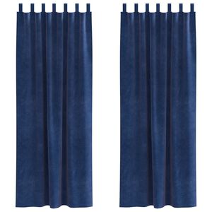 vidaXL Curtains with Curtains 2 pcs Dark blue 55.12 x 88.58 in Velvet