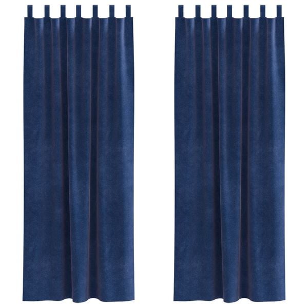 vidaXL Curtains with Curtains 2 pcs Dark blue 55.12 x 88.58 in Velvet