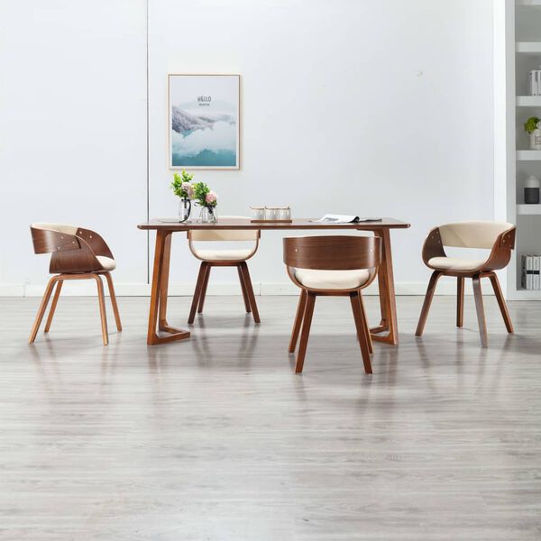 vidaXL Dining Chair Set of 4 Cream and dark brown