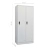 vidaXL Wardrobe Light Grey Steel Medium Wardrobe Rectangular