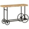 vidaXL Console Table Natural, Black Solid Mango Wood, Powder-Coated Iron
