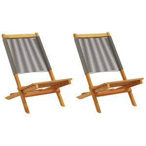 vidaXL Garden Chair Set of 2 Grey Solid Acacia Wood, Polypropylene