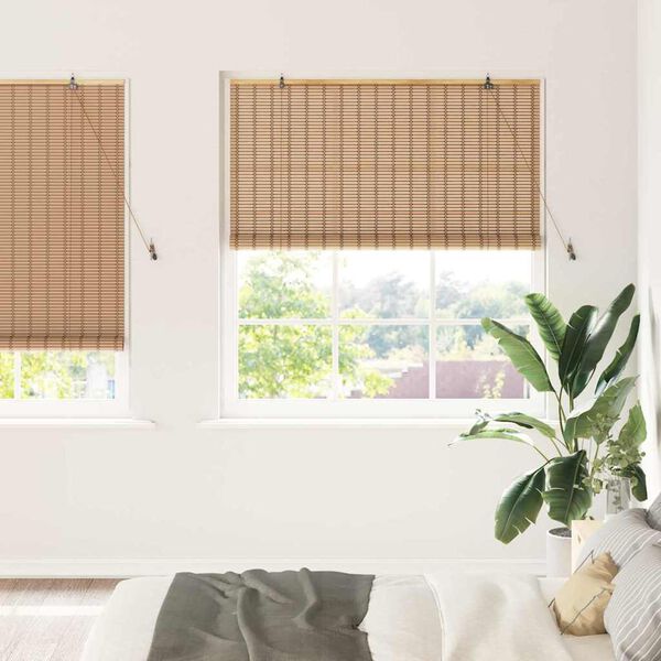 vidaXL Roller Blind with Curtains Nature 55.12 x 86.61 in Bamboo