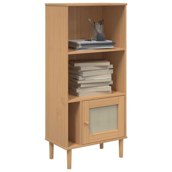 vidaXL Bookcase Brown Solid pine wood, Engineered wood, Poly rattan