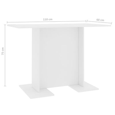 vidaXL Dining Table White 43.3"x23.6"x29.5" Engineered Wood