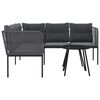 vidaXL Sofa Set Black, Anthracite Powder-coated steel, PE rattan, Textilene