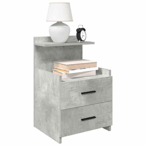 vidaXL Bedside Cabinet Concrete grey Engineered wood Standard